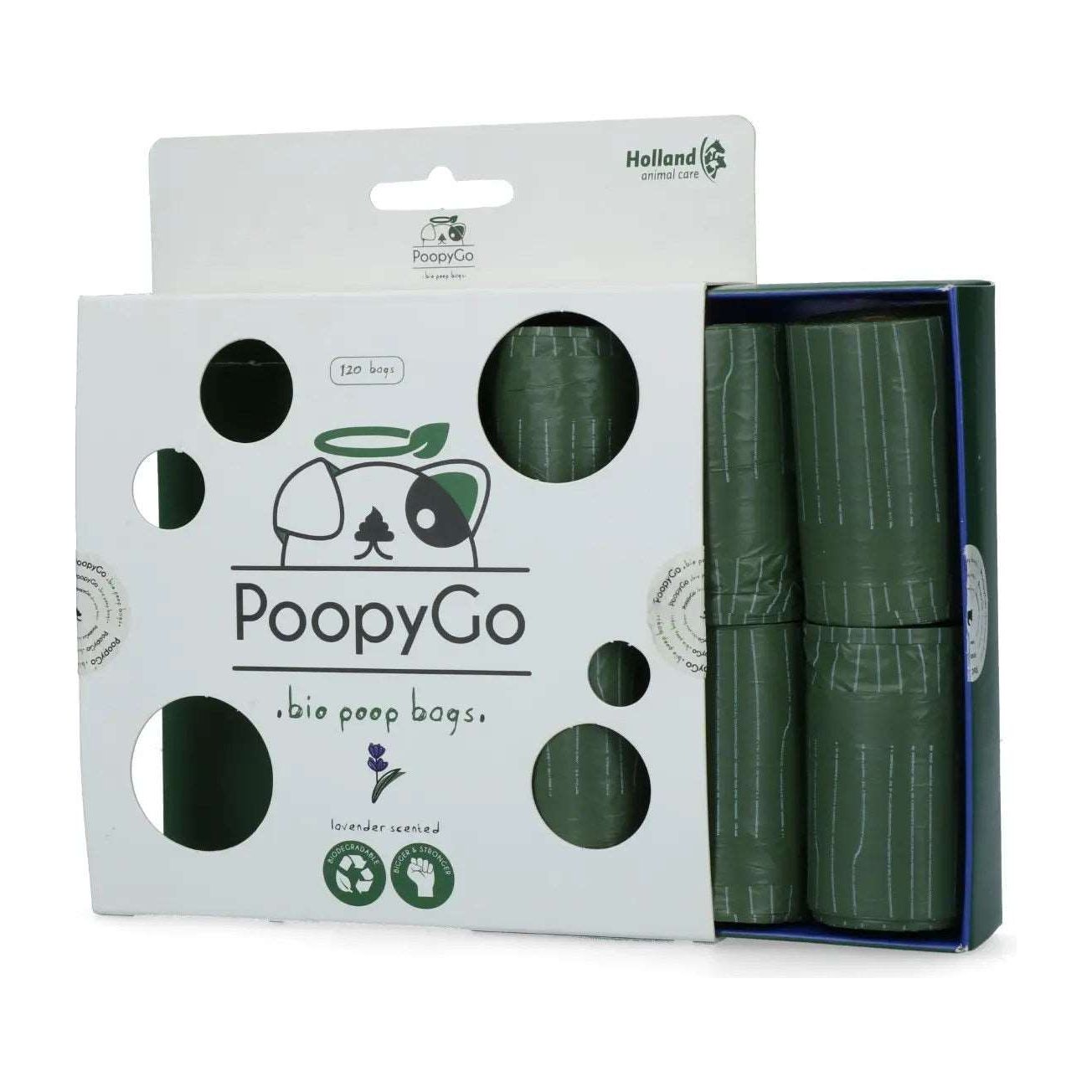 PoopyGo Eco - Friendly Pet Waste Bags, 120 st. (8x15 bags), Lavender Scented